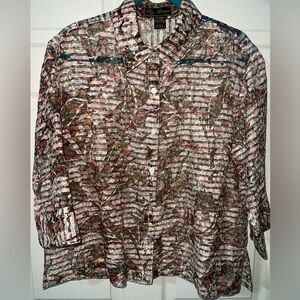 Mirasol Pink and Brown Button-Down Shirt